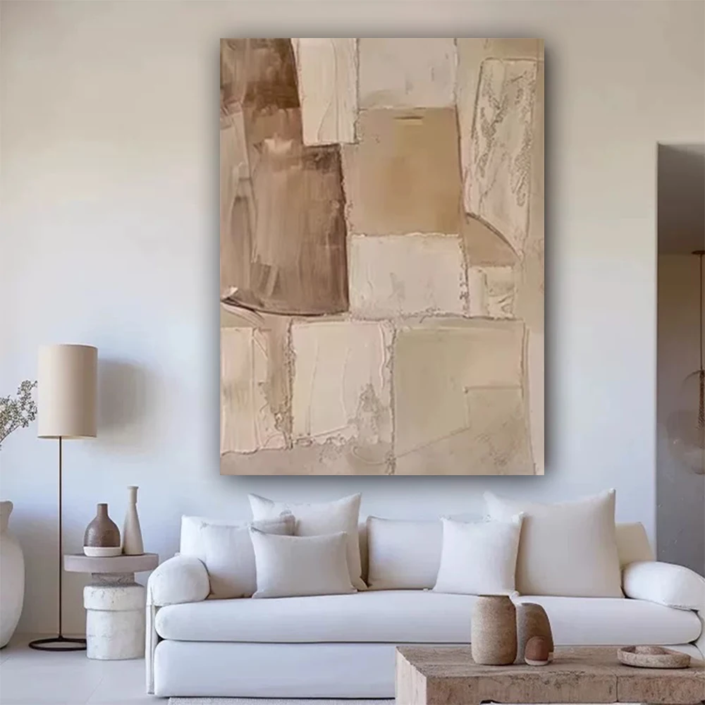 

Handmade Abstract Oil Painting on Canvas Vintage Grey Wall Art Picture for Living Room Home Decor Paint Interior aesthetics