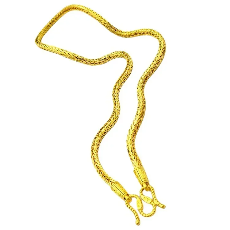 High quality pure gold 999 necklace domineering 24K real gold snake bone necklace mens dragon bone snake bone necklace - Image 5