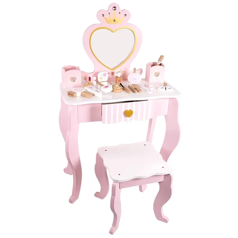 Present Cosmetic Children's Dressers Stool Set Makeup Children's Dressers Little Girls Toaletka Dla Dziewczynek Kids Furniture