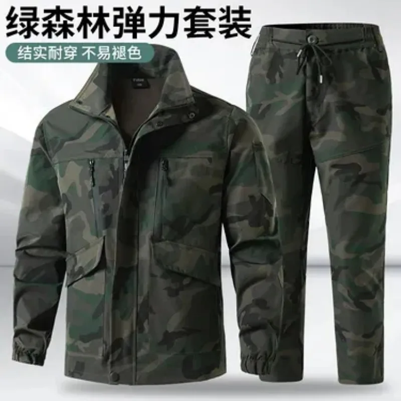 Men Spring Autumn Stretch Work Pants Wear Resistant Breathable Labor Trousers For Hiking Fishing Auto Repair Outdoor Work