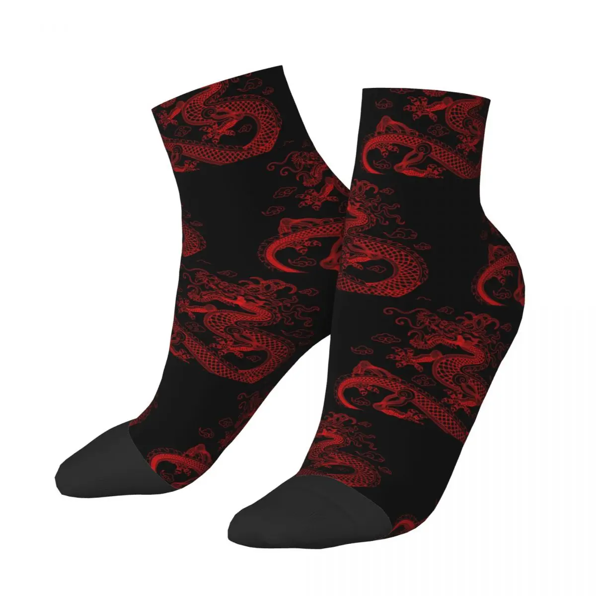 Cool Red Dragon Socks Men Women Warm 3D Printed Chinese Folklore Mythology Basketball Sports Socks