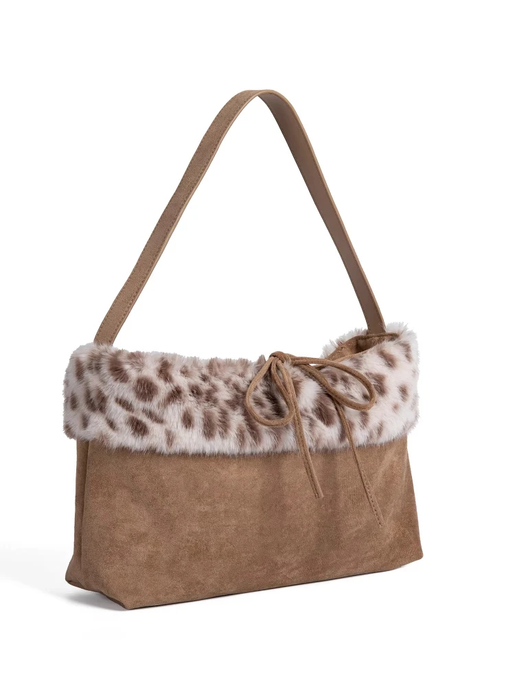 

Осень/зима новая ретро сумка-тоут с леопардовым узором модная плюшевая ручная сумка на плечо для женщин