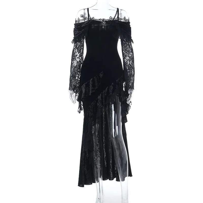 y2k flowy dress Lydia Ruffle Maxi Dress in Blue main image 0