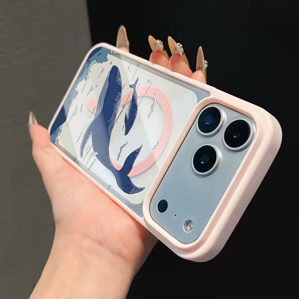 Ocean Whales Transparente Hülle für Magsafe iPhone 15 16 Pro Max 17 16 15 14 11 13 12 Pro Max Plus Hüllen Magnetisches Kabelloses Laden Coque – Detail 7