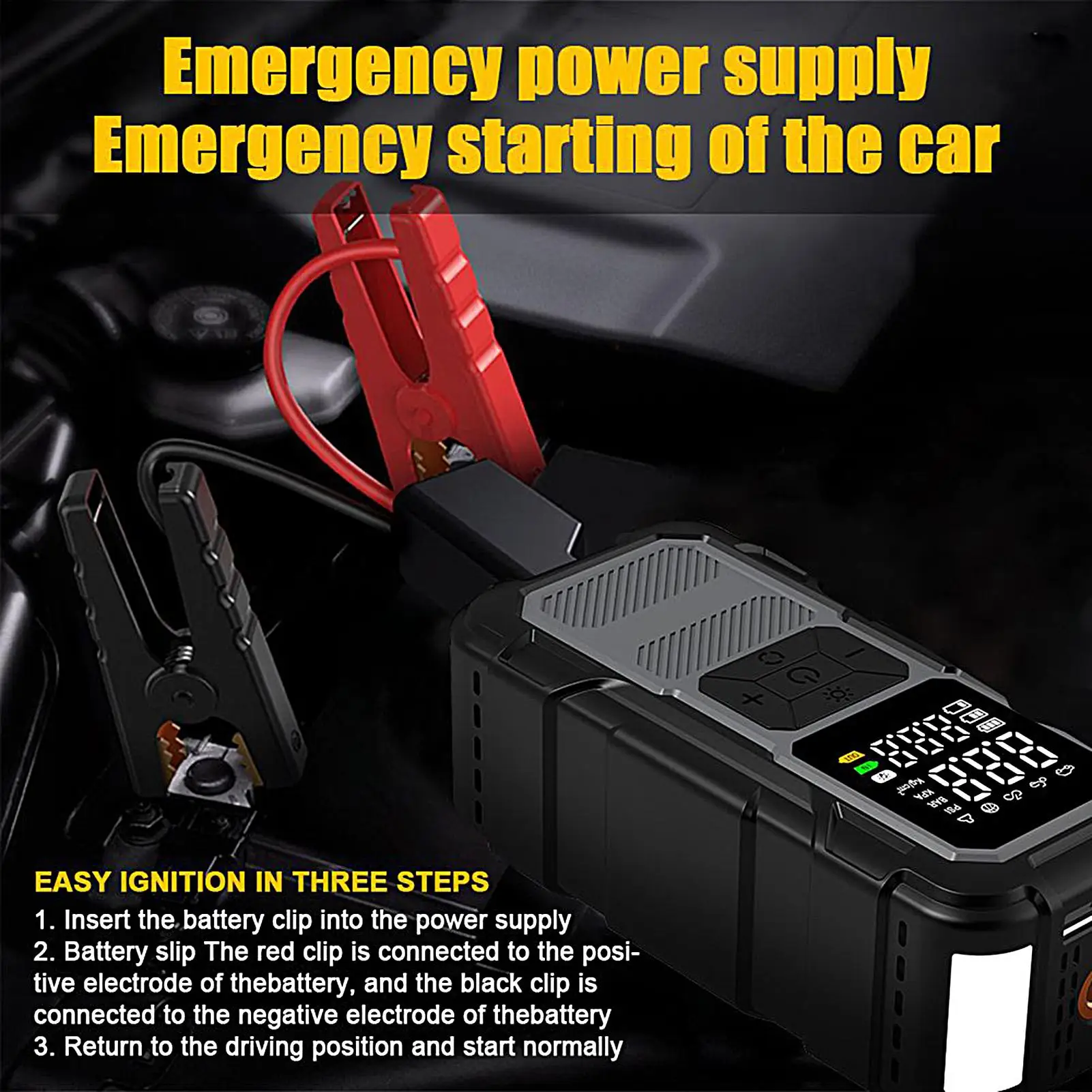 Jump Starter With Air Compressor 12V Power Bank With Cables Portable Battery Jump Starter For Inflating Tires Long Trips Urban