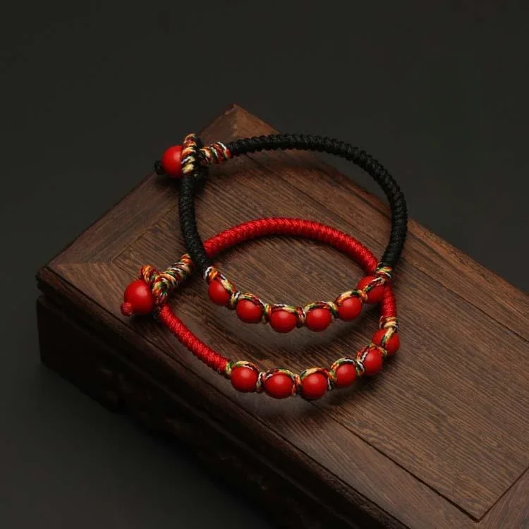 UMQ Natural Cinnabar Dorje Knot Custom Red Rope Colorful Braided Rope Couple's Birth Year Good Luck Wish Marriage