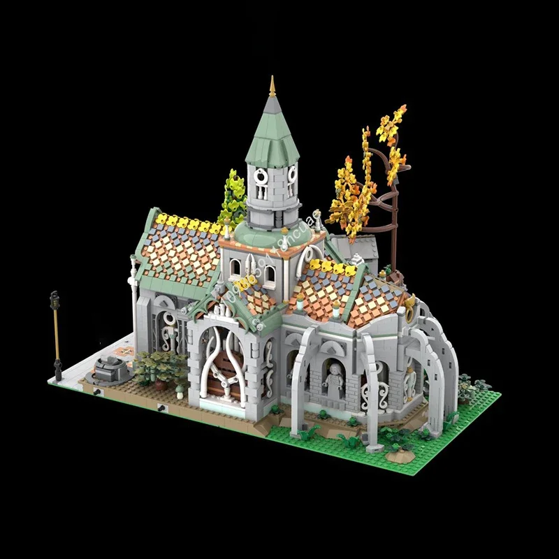 Moc-10316 Lorded Rings Movie Modular Building Elven Temple of The Last Alliance Model Building Block Castle Bricks Kid Gift Toys