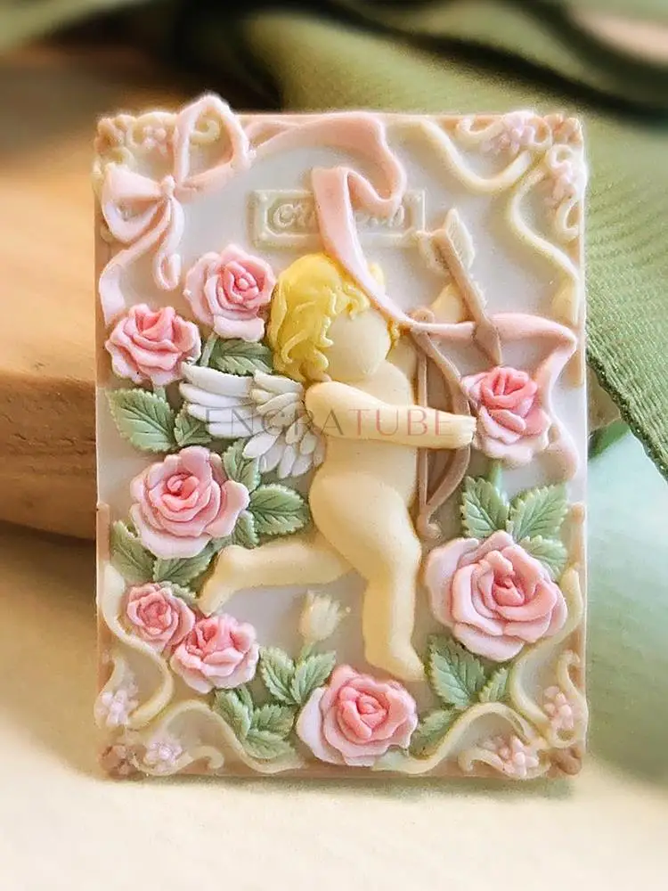 3D Embossed Sealing Wax Stamp Frosted Brass Angel Cupid Arrow Love Goddess For Gift Wrapping Wedding Greeting Card Decoration