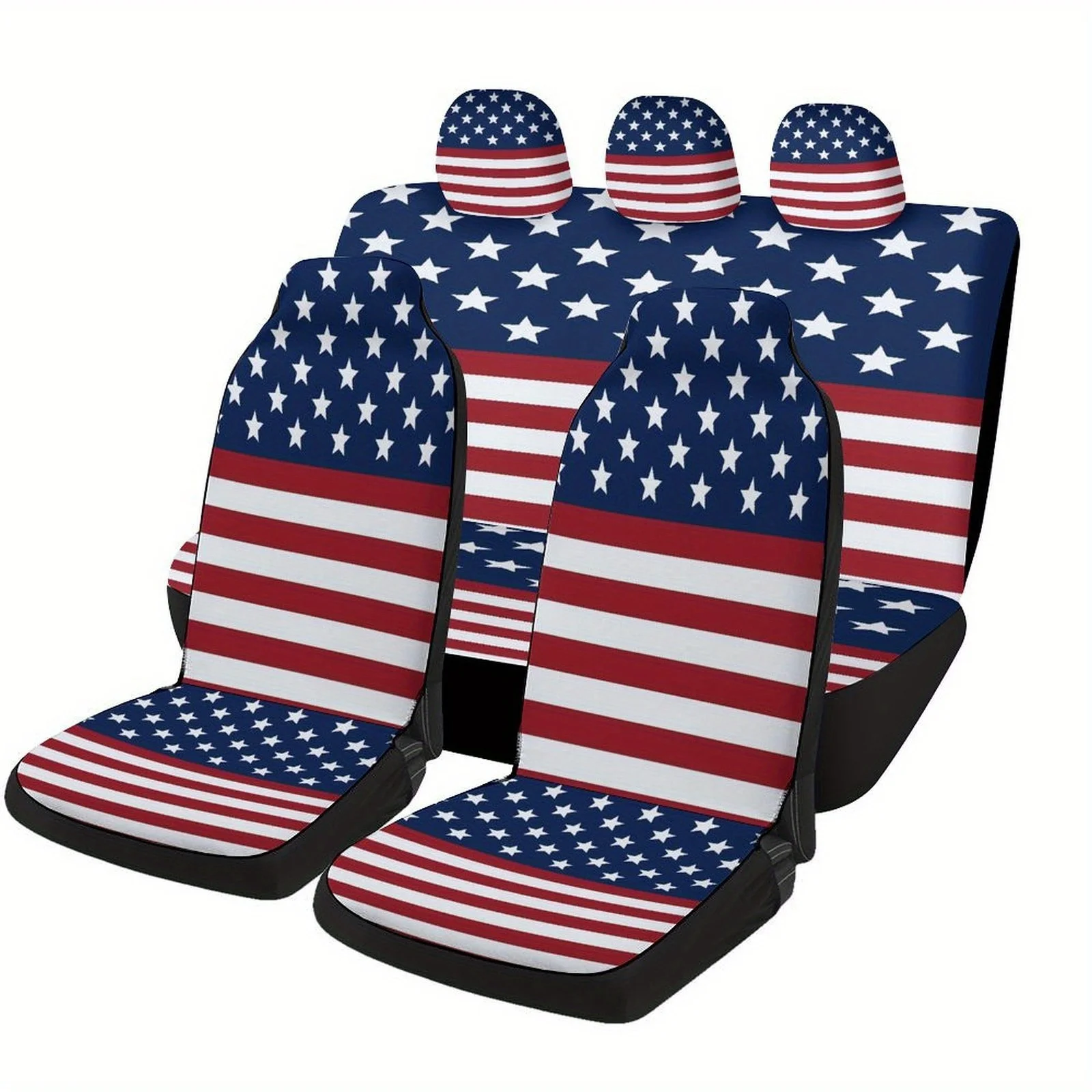 

American Flag Designed Car Seat Cover Set For Most Cars, Trendy High-quality Car Seat Protector Covers Full Set, Universal Car S