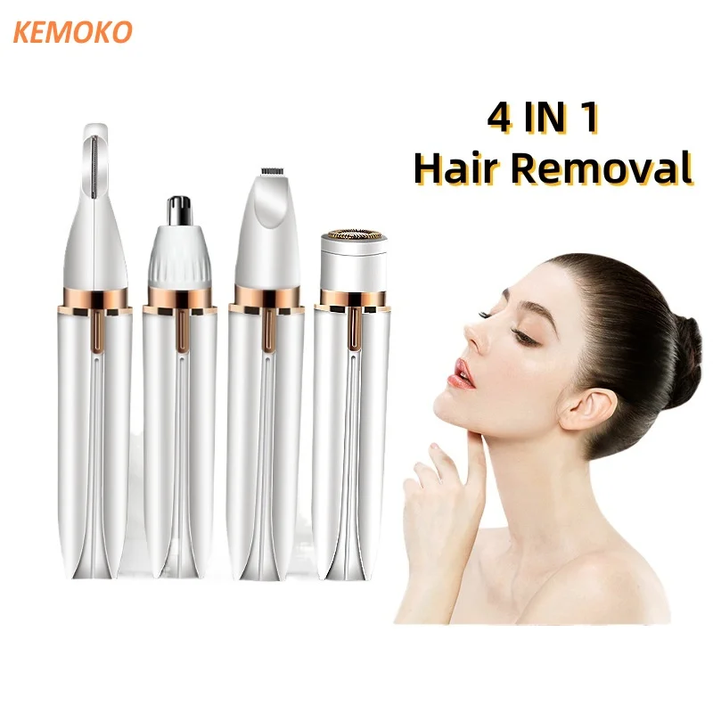 

4 In 1 Electric Hair Remover Razor Full Body Shaving Facial Epilator Shaver Eyebrow Trimmer Nose Bikini Line Painless Epilator