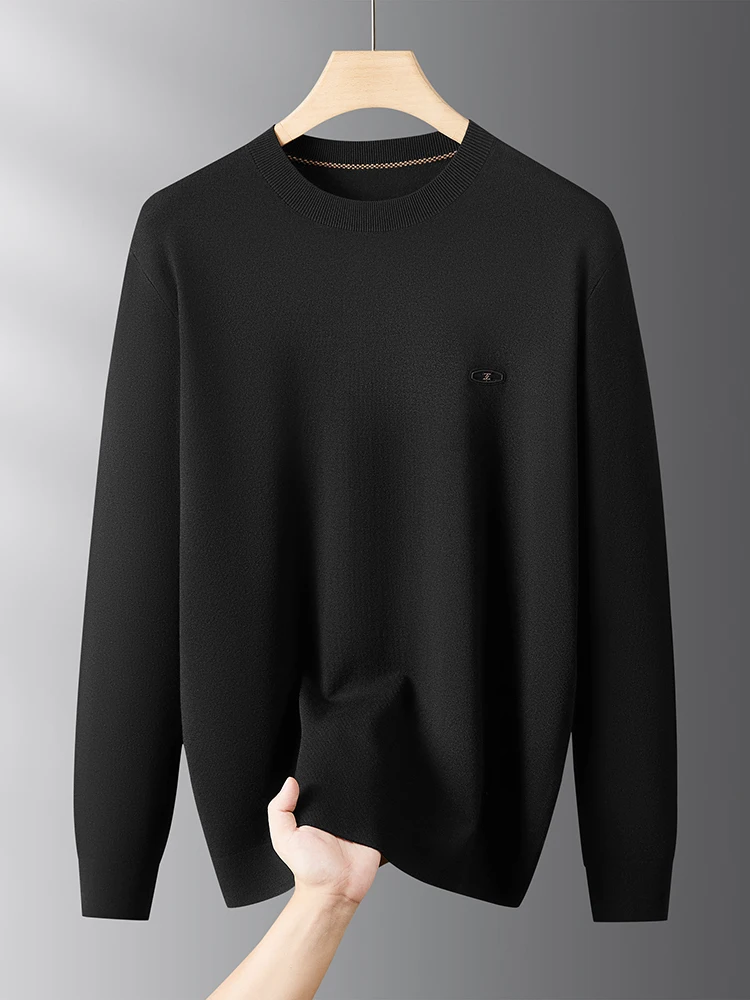 

Мужской свитер больших размеров с круглым вырезом, свободный, повседневный, деловой, теплый, мягкий, из смесовой ткани (вискоза, полиэстер, нейлон), с длинными рукавами, на зиму