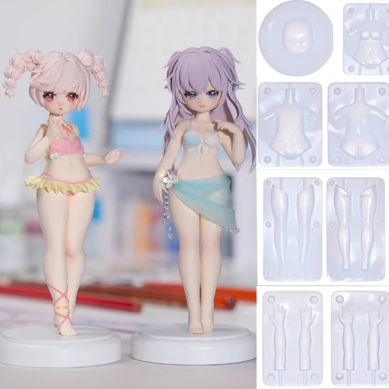 

Ultra-light Clay Q-version Doll Body/Face Model Whole Set Silicone Molds DIY Anime Cartoon Character Body Cute Face Making Molds