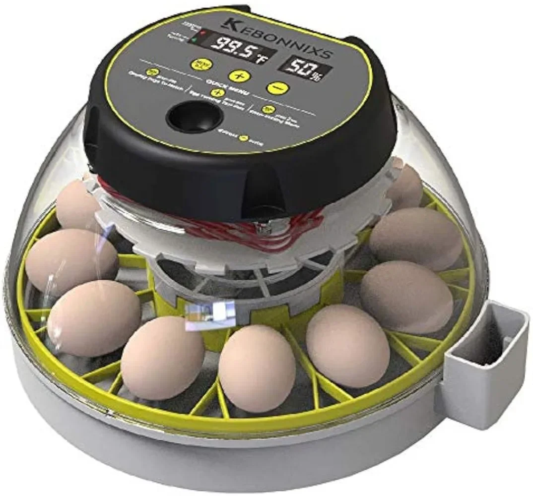 

KEBONNIXS 12 Egg Incubator with Humidity Display, Egg Candler, Automatic Egg Turner, for Hatching Chickens