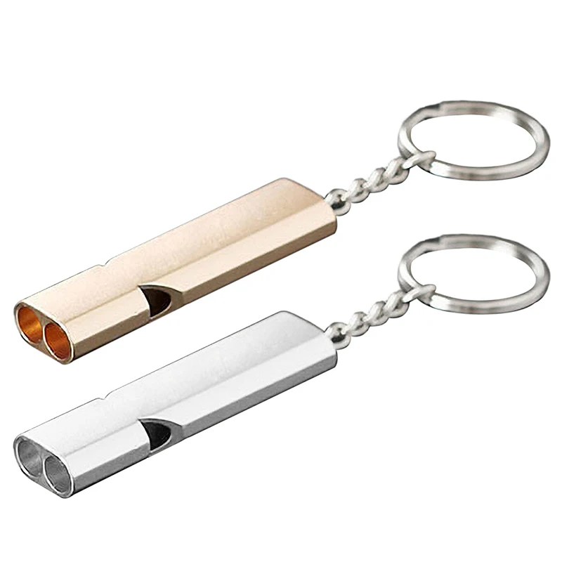 

Outdoor Survival Whistle Aluminum Alloy Double Tube Dual-frequency High Volume Hiking Camping First Aid Whistle Outdoors Tool