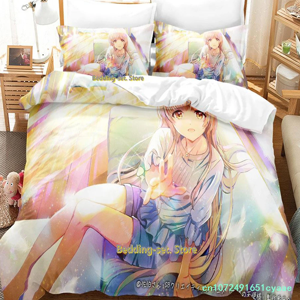 The Angel Next Door Spoils Me Rotten Bedding Set Cartoon Anime three-piece Set Adult Kid Bedroom Duvetcover Sets 3D Kawaii Girls