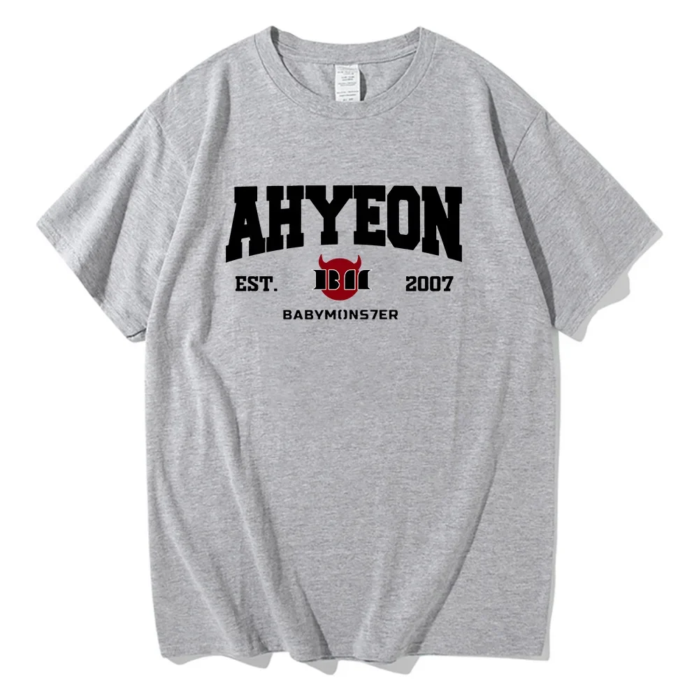 AHYEON EST 2007 T-shirts Kpop Band BabyMonster Printing Tee-shirt Girls Women Men Summer Tshirt Cotton High Quality Streetwear