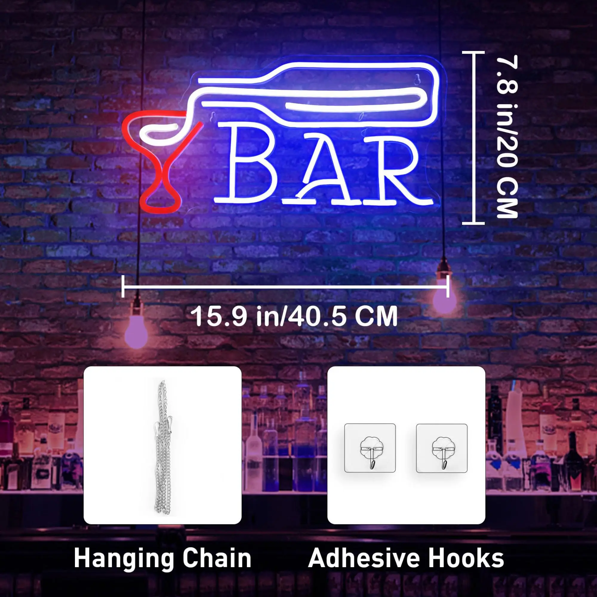 BAR Neon Sign for Wall Decor, USB LED Neon Light Sign, Bedroom, Kids Room, Game Room, Bar, Party Decor, Man Cave Home Artwork