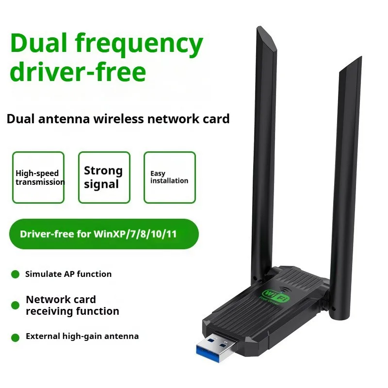 600Mbps USB 2.0 Adapter Dual Band 2.4/5Ghz WiFi Wireless Encryption Dongle Network Card Driver Free for Windows XP/7/8/8.1/10/11
