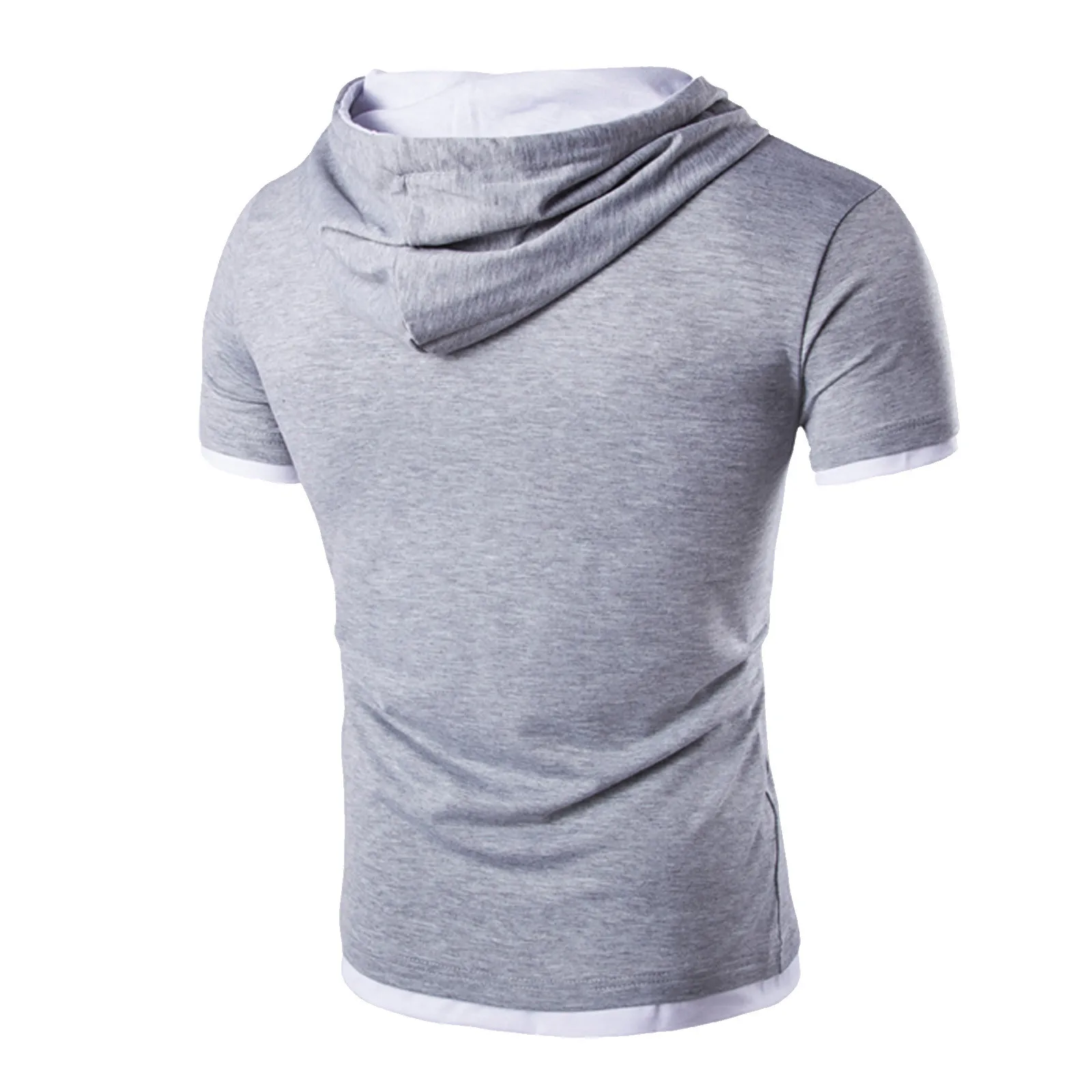 Men\'s Shirts Short Sleeve Men Fitness Muscle Hooded Bodybuilding Tight-drying T Shirt Tops Casual Summer Shirt For Men Clothing