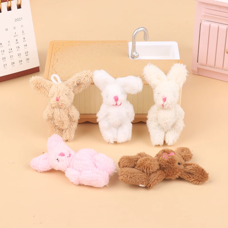 5,5 CM Niedlichen Kaninchen Plüsch Spielzeug Cartoon Hase Anhänger Weiche Angefüllte Puppe Schlüsselbund Rucksack Tasche Schlüssel Ring Dekor Puppenhaus Dekor puppe