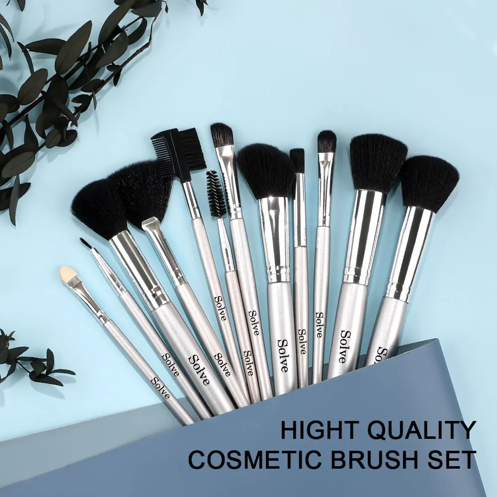 VANDER New Sliver 12 Pcs High Quality Makeup Brushes Set  Beauty Cosmetic Foundation Eyeshadow Blending Cosmetic Brushes