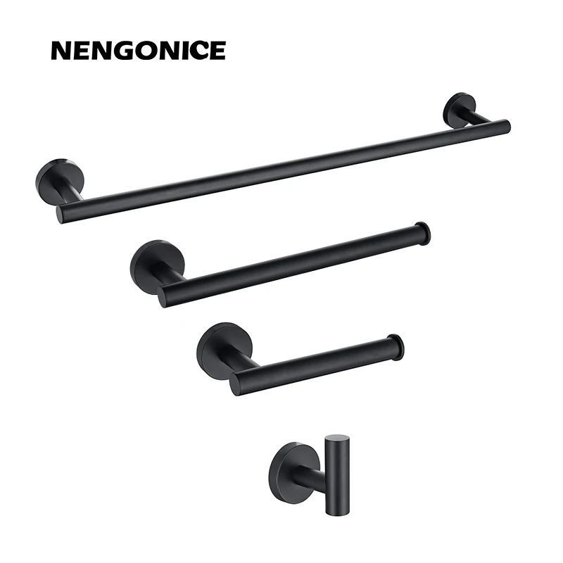 Stainless Steel Brushed Black Polished Chrome Towel Bar Paper Hanger Hanger Hook Towel Rack Bathroom Accessories