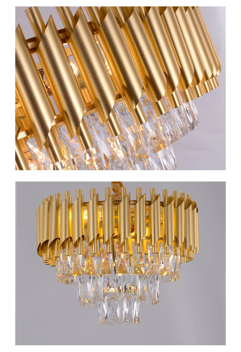 Luxury Multi-Layers Crystal Pendant Chandelier Black/Gold Modern Kitchen Hotel Living Bedroom Dining Room Hanging Lamp