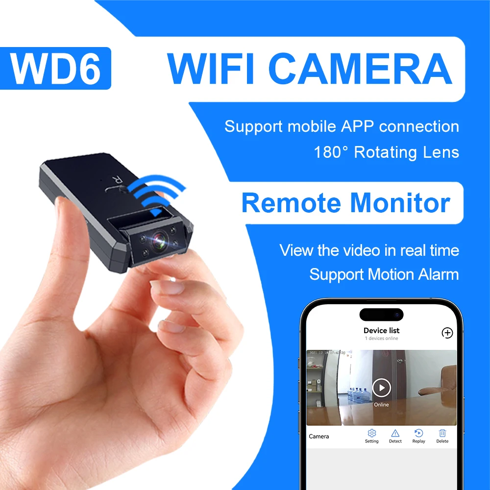 

WD6 Mini WiFi Camera 1080P HD Wireless IP Micro Camera Remote Monitoring Night Vision Motion Detection Compact Video Recorder