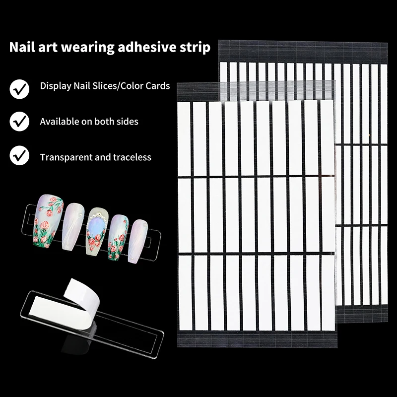 Clear Nail Adhesive Tape False Nails Display Stand Glue Stickers Double-sided Pasted No Cutting Required Manicure Practice Tools