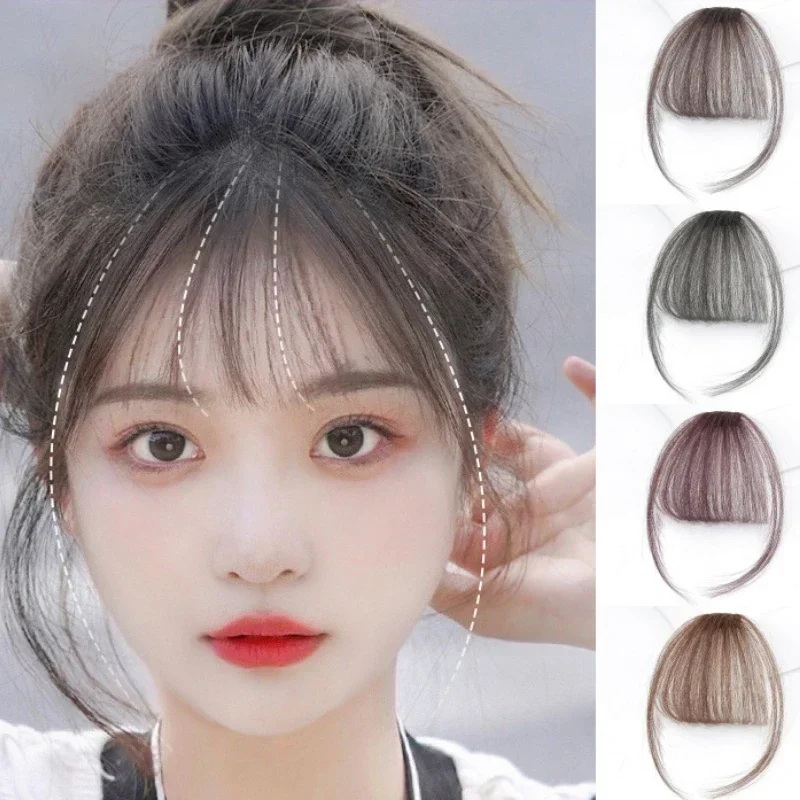 Fake Air Bangs Hair Clip-In Extension Synthetic Hair Fake Fringe Hair Styling Tools Natural False Hairpiece Women Clips in Bangs