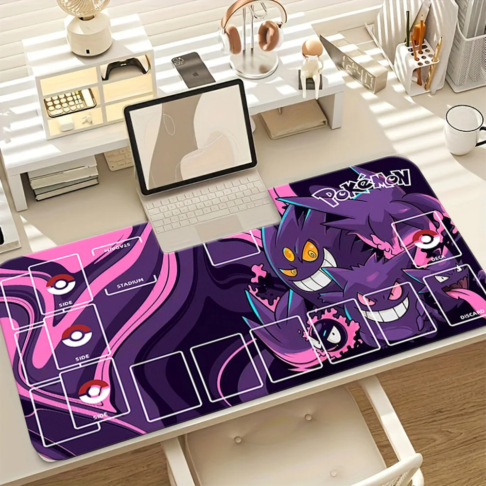 Tapete de Jogo TCG Pokémon Gengar Evolution com Zonas, Antiderrapante, para Cartas, Mouse Pad e Tapete de Mesa