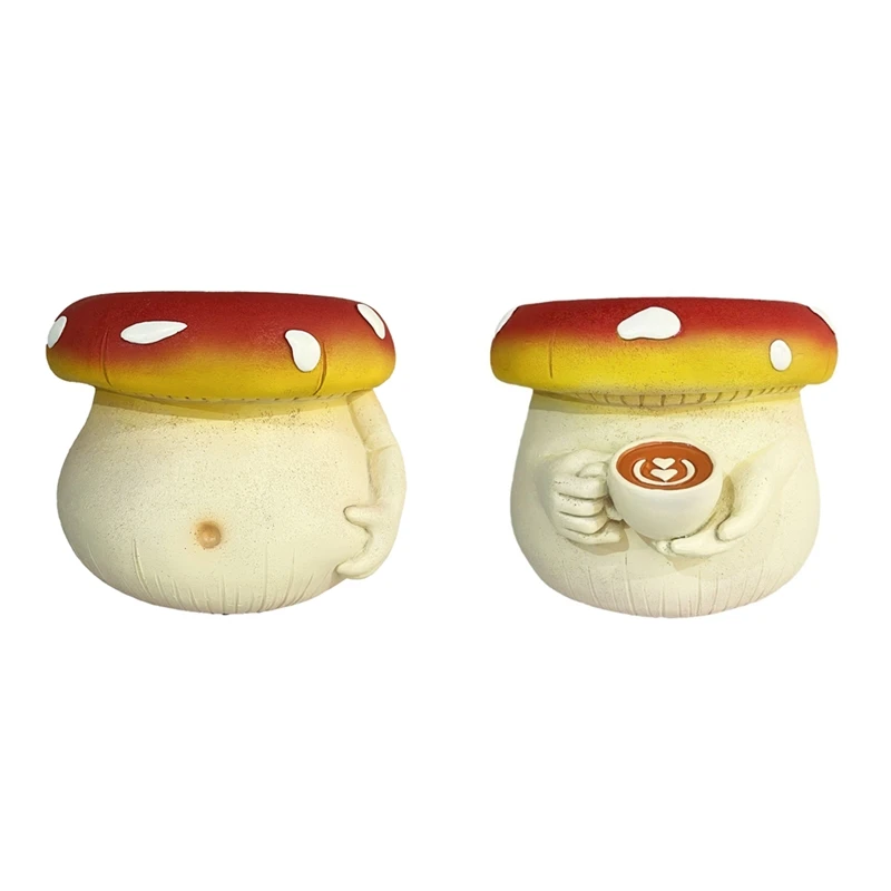 Cute Belly Mushroom Planter, Colorful Unique Succulent Pots With Drainage, Rainbow Small Body Flower Pots For Plants-FS-PHFU