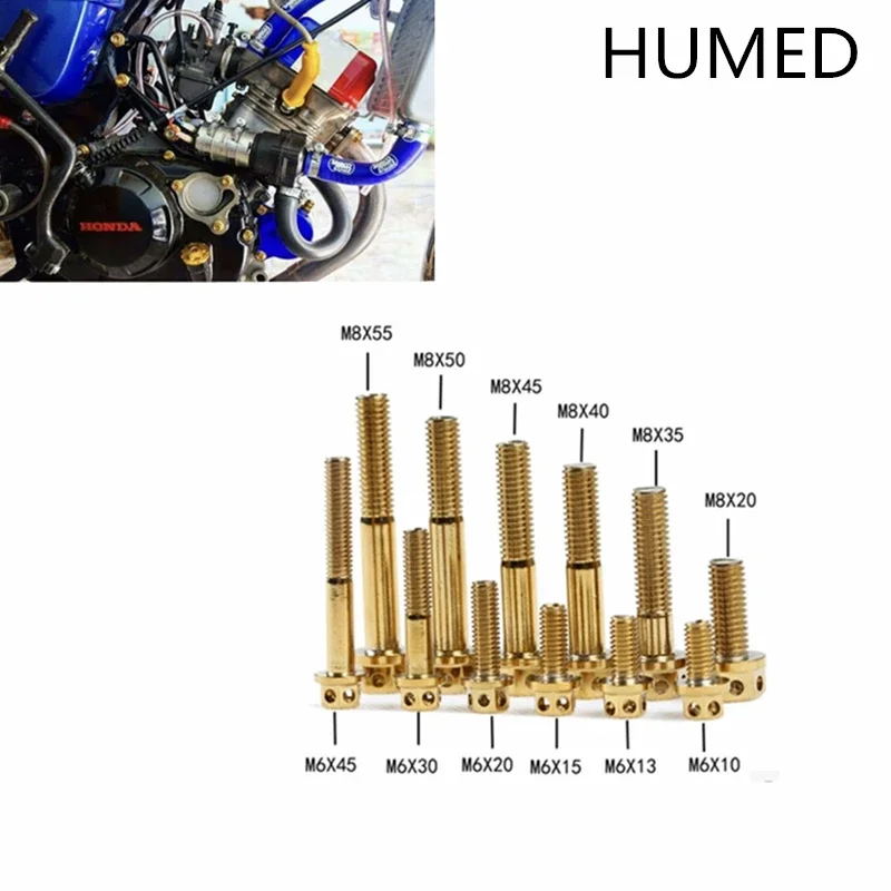 

Motorcycle Screw Plating Symphony Blue / Plating Gold Modified Outer Hexagonal Shape Stainless Steel Alloy screw Fixing bolts