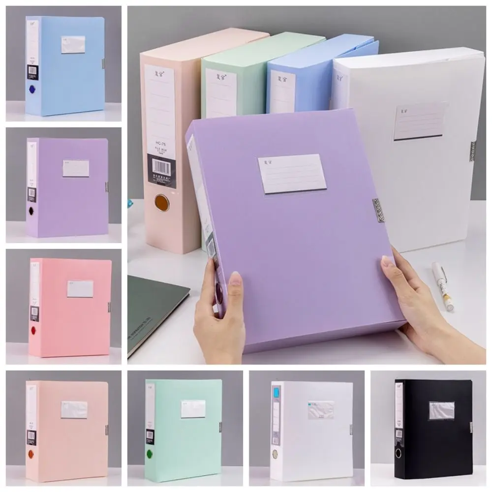 

Multifunctional A4 File Organizer Box Thickened Dustproof File Paper Organizer PP Plastic Morandi Color Document Case Contract