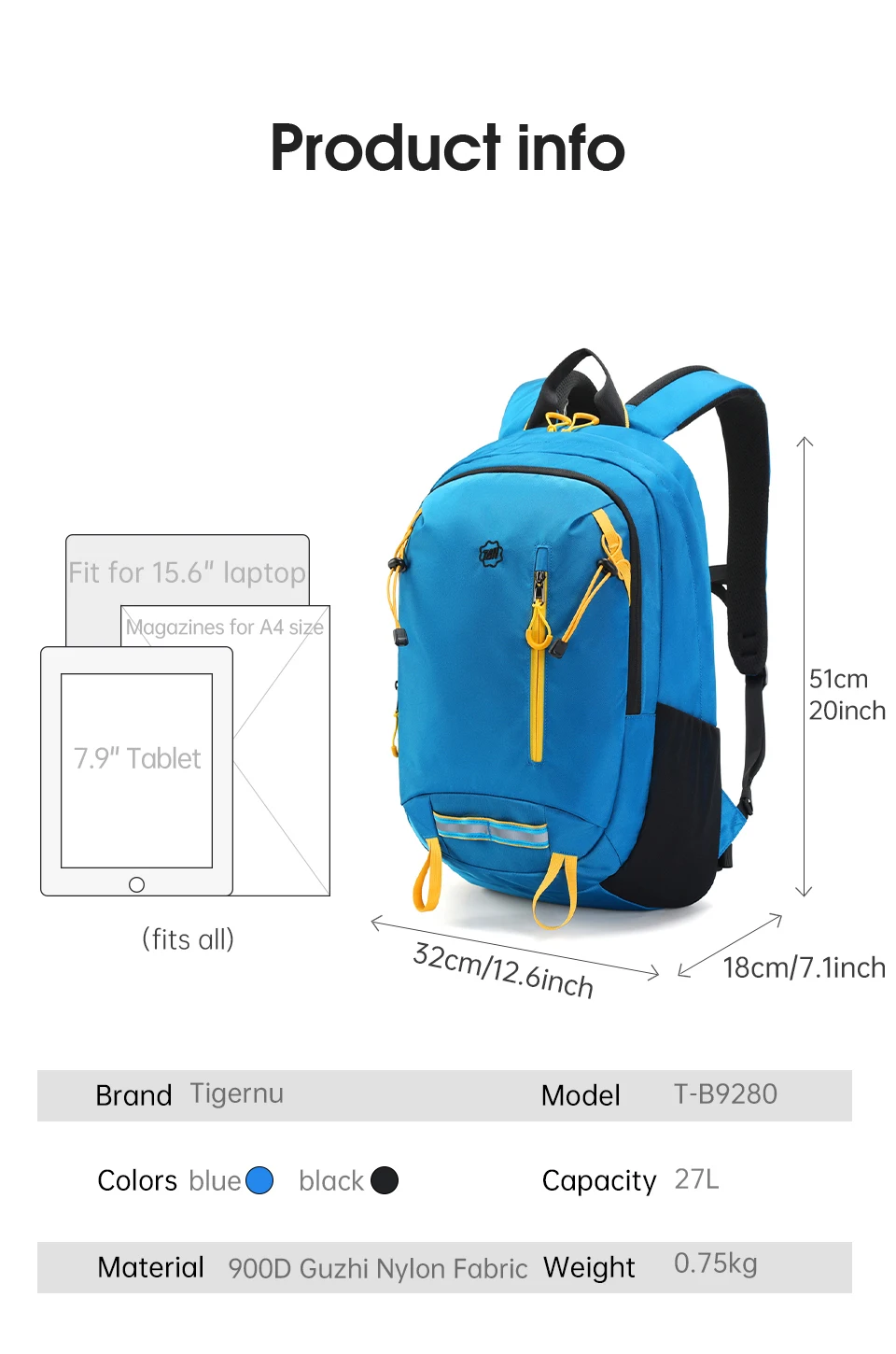 Tigernu Sport Rucksäcke Für Männer 15,6 zoll Laptop Rucksack Casual Rucksack Männer Reisetasche Outdoor Rucksack Wasserdichte Tasche Rucksack – Detail 3