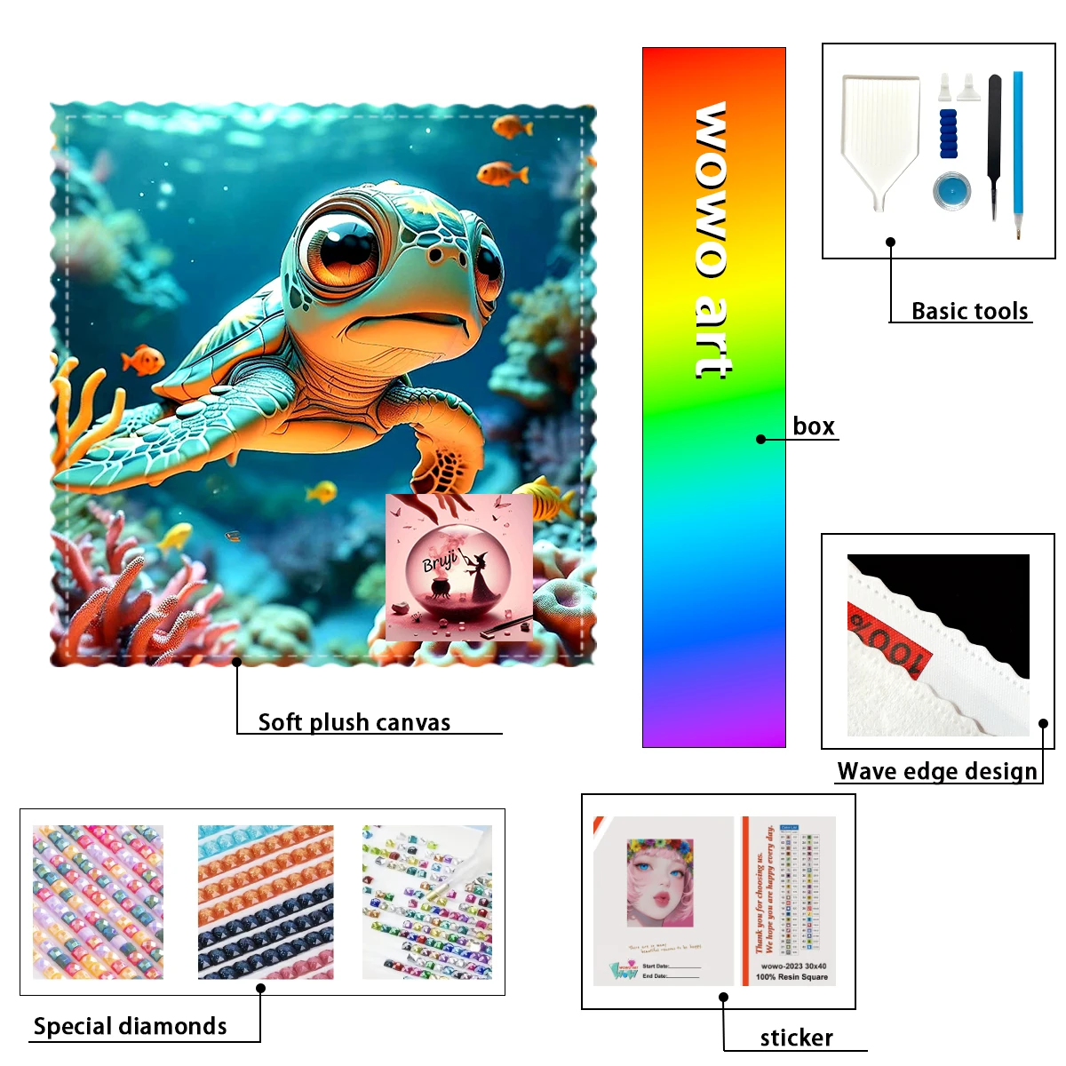 

【Bruji_ Diamond Art】Кристаллы AB с эффектом черепахи и моря, стразы FD, идеальные стразы из смолы