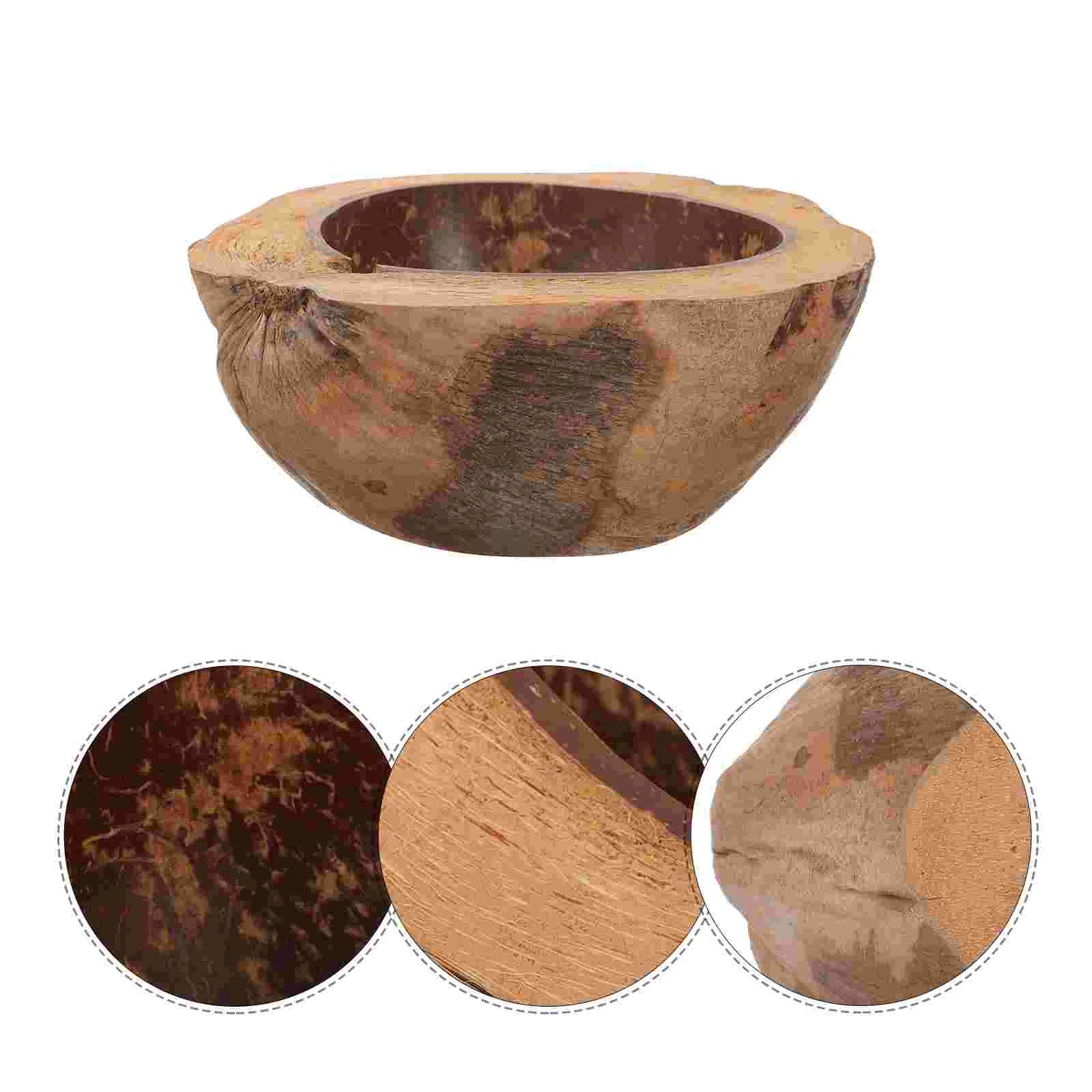 Coco Shell Bowl Natural Coconut Scented Cup Hainan Old Dried Fruit Plate Multi-function Coconuts Round Food Holder