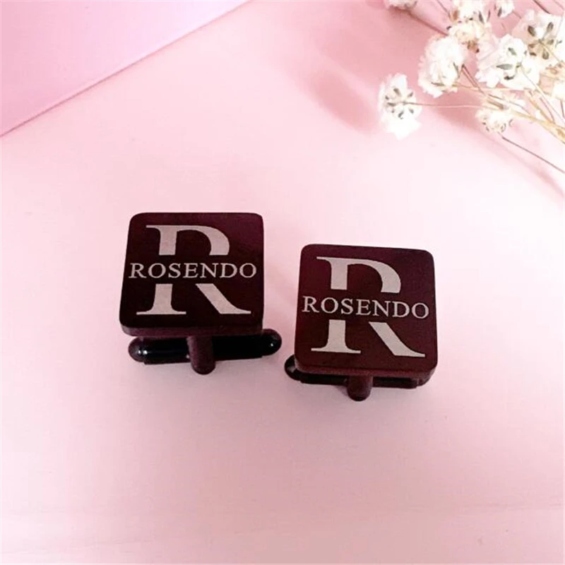 Stainless Steel Custom Name Cufflinks Sets Engraving Letter Stainless Steel Shirt Button Wedding Groomsmen Gift