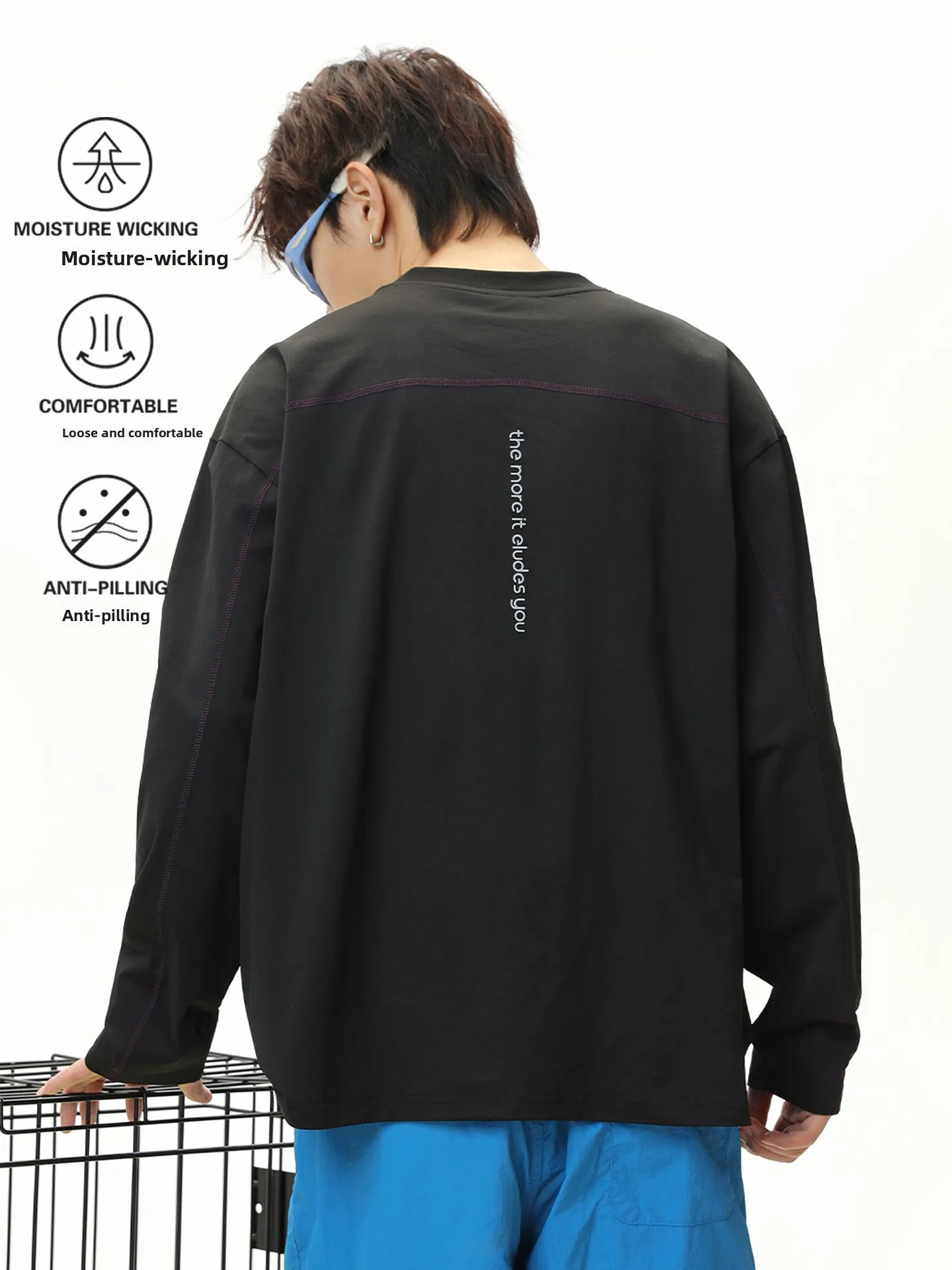 Outdoor Color Block Long Sleeve T-Shirt Quick Dry Loose Casual Cycling Sport Base Shirt Top for Men And Women Autumn Leisure