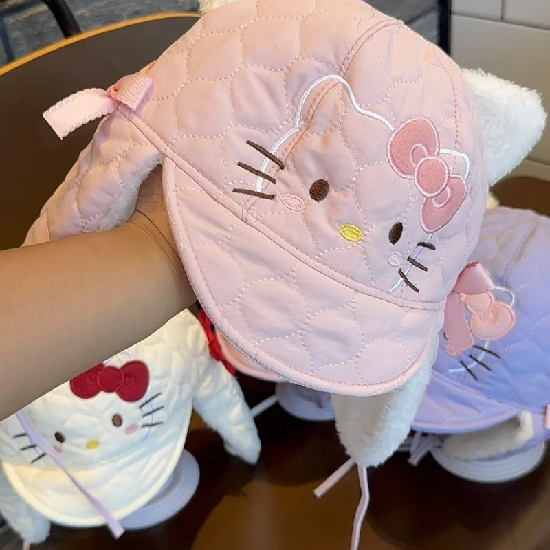 

Kawaii Hello Kitty Sanrio детская милая мультяшная удобная теплая защитная шапка для ушей студенческая уличная ветрозащитная шапка подарок для детей