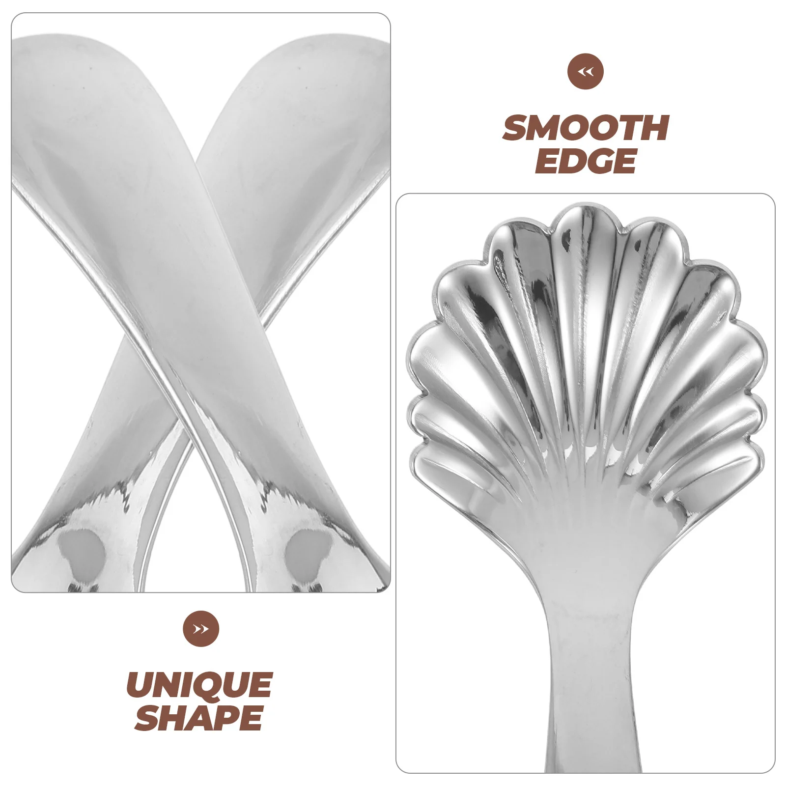 

4Pcs Stainless Steel Shell Spoons Compact Design for Desserts Appetizers Pudding Milk Powder Spices Easy Cleaning