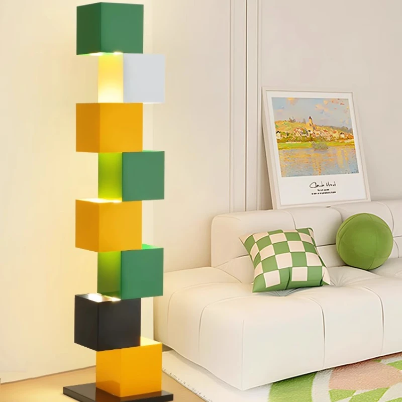 Minimalist Irregular Block Stacking Floor Lamps Living Room Eye Protection Designer Colored Bedroom Sofasides Atmosphere Lights