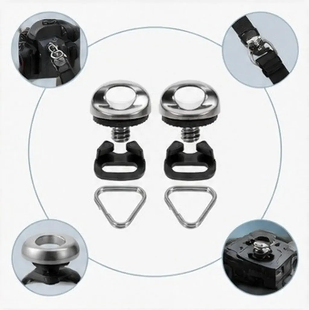 1Set Camera Strap Adapter Ring Set Triangle Hook Screw with Rubber Washer for Quick Mount Dslr Mirrorless Wrist Sling
