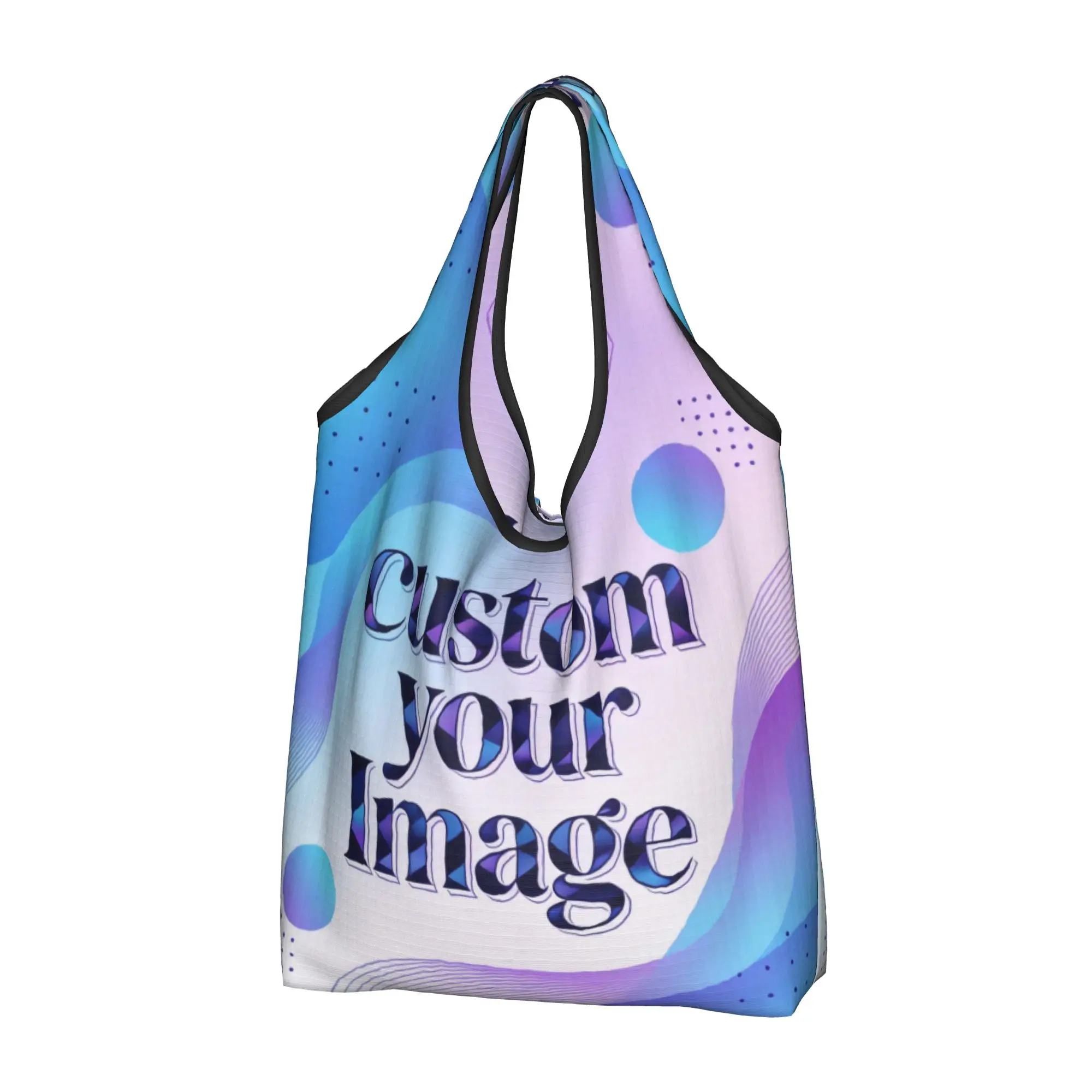 Custom Your Photo Logo Text Shopping Bag Fashion Shopper Shoulder Tote Bags Big Capacity Portable Personalized Image Handbag
