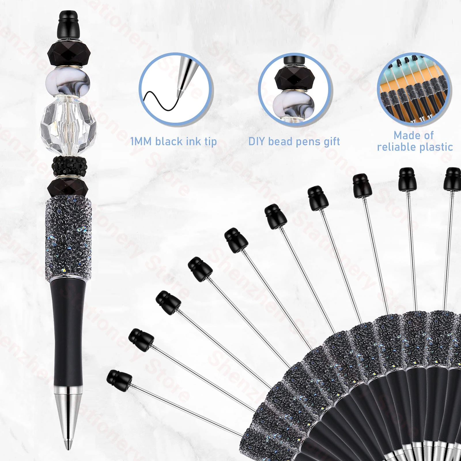 20Pcs Diamond Bead Pen Wholesale Creative DIY Handmade Sticker Set Diamond Beaded Ballpoint Pens Advertising Gift Pen