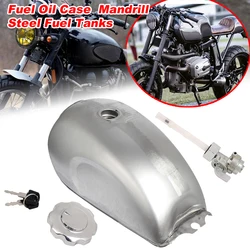9L Universal Unpainted Motorcycle Gas Fuel Tank Oil Box Raw Bare Metal Cafe Racer Scrambler For CFMOTO Mandrill Acesssories
