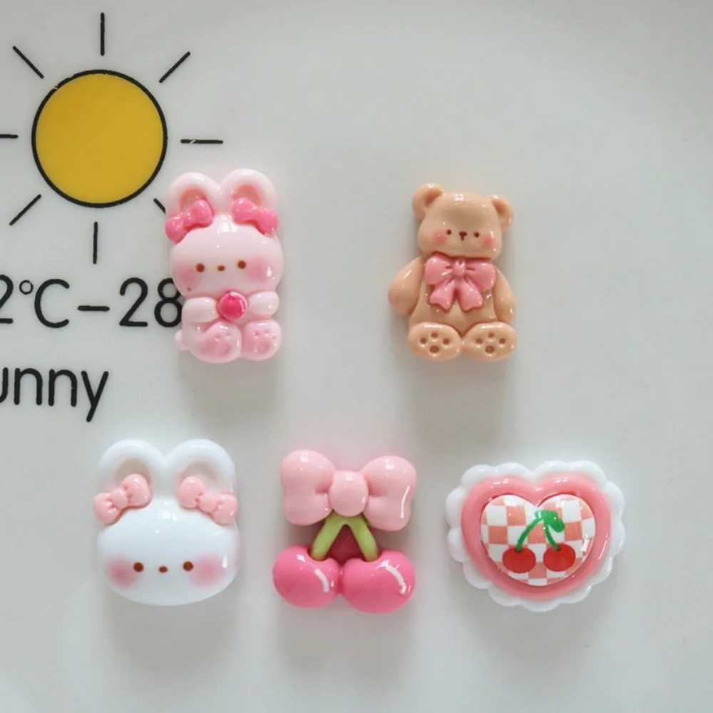 10 pièces Mini ours cerise Slime breloques Kawaii résine Flatback Cabochons embellissements pour bricolage ornement artisanat fabrication A26