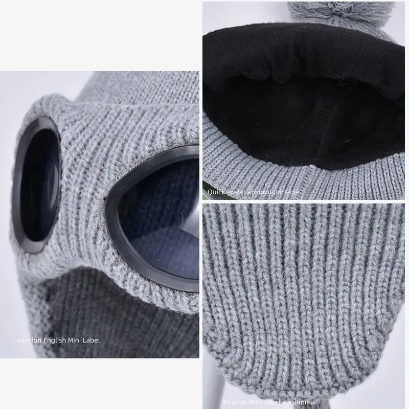 Winter Knitted Hat Letter Jacquard Sunglasses Decorative Warm Lei Feng Hat Outdoor Velvet Ear Protectors Bpmber Hat Beanie Hat