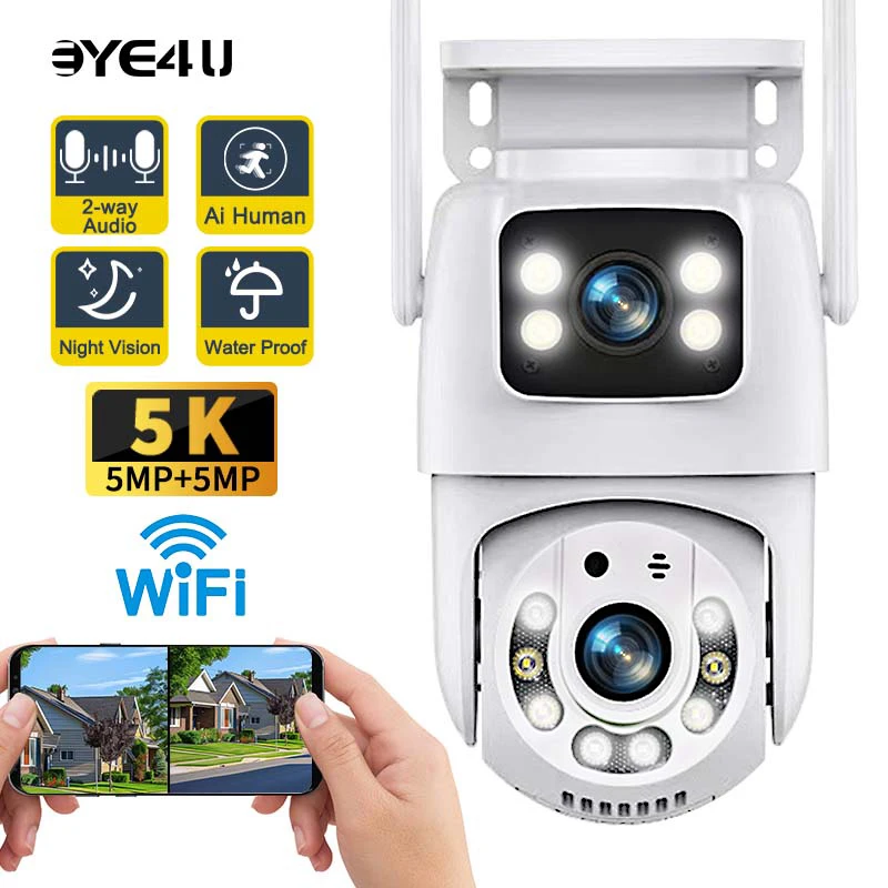 

5K 10MP Security Camera WiFi Auto Tracking Outdoor PTZ IP Cameras Two Way Audio Video Surveillance Binocular Camera Hopeway APP