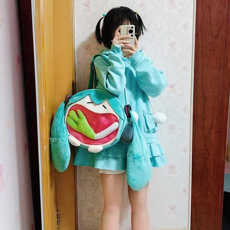 Hatsune Miku Shoulder Bag New Backpack Cute Anime Girl Plush Cartoon Kawaii Knapsack Student Bag Packet Kids Gifts Toys